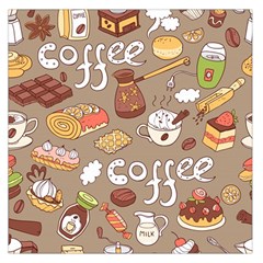 Vector Seamless Pattern With Doodle Coffee Equipment Large Satin Scarf (square)