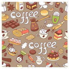Vector Seamless Pattern With Doodle Coffee Equipment Wooden Puzzle Square by BangZart