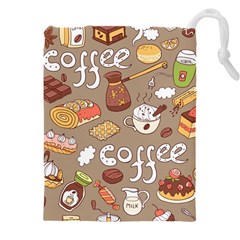 Vector seamless pattern with doodle coffee equipment Drawstring Pouch (4XL)