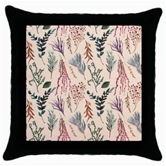 Watercolor Floral Seamless Pattern Throw Pillow Case (black)