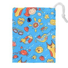 Hand Drawn Seamless Pattern Summer Time Drawstring Pouch (4xl) by BangZart