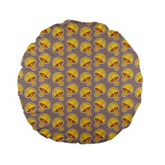 Yellow Mushroom Pattern Standard 15  Premium Flano Round Cushions