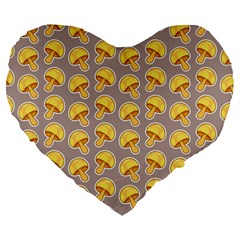 Yellow Mushroom Pattern Large 19  Premium Flano Heart Shape Cushions