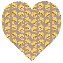 Yellow Mushroom Pattern Wooden Puzzle Heart