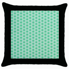 Polka Dots Mint Green, Pastel Colors, Retro, Vintage Pattern Throw Pillow Case (black)