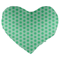 Polka Dots Mint Green, Pastel Colors, Retro, Vintage Pattern Large 19  Premium Heart Shape Cushions