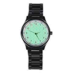 Polka Dots Mint Green, Pastel Colors, Retro, Vintage Pattern Stainless Steel Round Watch