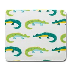 Cute Cartoon Alligator Kids Seamless Pattern With Green Nahd Drawn Crocodiles Large Mousepads by BangZart