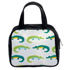 Cute Cartoon Alligator Kids Seamless Pattern With Green Nahd Drawn Crocodiles Classic Handbag (two Sides) by BangZart