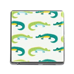 Cute Cartoon Alligator Kids Seamless Pattern With Green Nahd Drawn Crocodiles Memory Card Reader (square 5 Slot) by BangZart