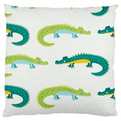 Cute Cartoon Alligator Kids Seamless Pattern With Green Nahd Drawn Crocodiles Large Cushion Case (two Sides) by BangZart