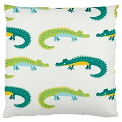 Cute Cartoon Alligator Kids Seamless Pattern With Green Nahd Drawn Crocodiles Large Flano Cushion Case (two Sides) by BangZart