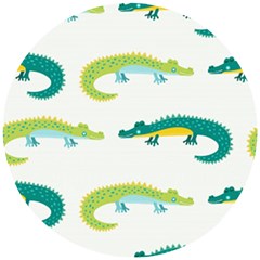 Cute Cartoon Alligator Kids Seamless Pattern With Green Nahd Drawn Crocodiles Wooden Puzzle Round by BangZart