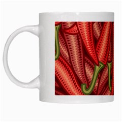 Seamless Chili Pepper Pattern White Mugs by BangZart