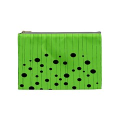 Bubbles At Strings Lemon Green And Black, Geometrical Pattern Cosmetic Bag (medium) by Casemiro