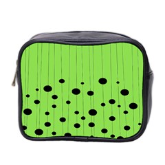 Bubbles At Strings Lemon Green And Black, Geometrical Pattern Mini Toiletries Bag (two Sides)