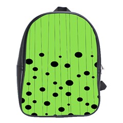 Bubbles At Strings Lemon Green And Black, Geometrical Pattern School Bag (xl) by Casemiro