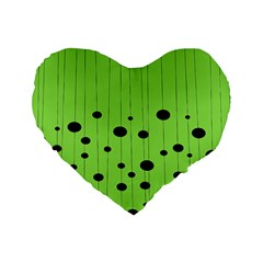 Bubbles At Strings Lemon Green And Black, Geometrical Pattern Standard 16  Premium Heart Shape Cushions