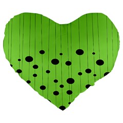 Bubbles At Strings Lemon Green And Black, Geometrical Pattern Large 19  Premium Heart Shape Cushions