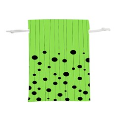 Bubbles At Strings Lemon Green And Black, Geometrical Pattern Lightweight Drawstring Pouch (l)