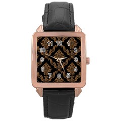 Vintage Pattern Rose Gold Leather Watch 