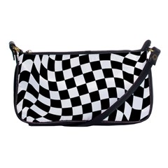 Weaving Racing Flag, Black And White Chess Pattern Shoulder Clutch Bag by Casemiro