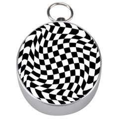 Weaving Racing Flag, Black And White Chess Pattern Silver Compasses