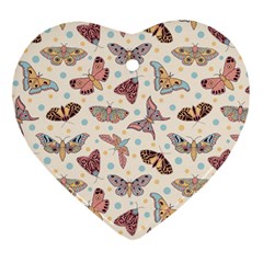 Pattern With Butterflies Moths Heart Ornament (two Sides) by BangZart