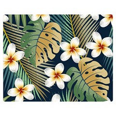 Seamless Pattern With Tropical Flowers Leaves Exotic Background Double Sided Flano Blanket (medium) 