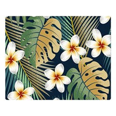 Seamless Pattern With Tropical Flowers Leaves Exotic Background Double Sided Flano Blanket (large) 