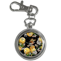 Embroidery Blossoming Lemons Butterfly Seamless Pattern Key Chain Watches