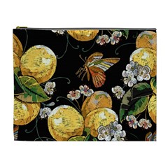 Embroidery Blossoming Lemons Butterfly Seamless Pattern Cosmetic Bag (xl) by BangZart