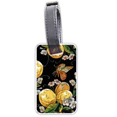 Embroidery Blossoming Lemons Butterfly Seamless Pattern Luggage Tag (one Side) by BangZart