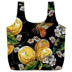 Embroidery Blossoming Lemons Butterfly Seamless Pattern Full Print Recycle Bag (xxl) by BangZart