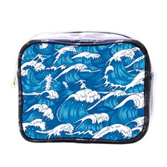 Storm Waves Seamless Pattern Raging Ocean Water Sea Wave Vintage Japanese Storms Print Illustration Mini Toiletries Bag (one Side) by BangZart