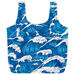 Storm Waves Seamless Pattern Raging Ocean Water Sea Wave Vintage Japanese Storms Print Illustration Full Print Recycle Bag (xl)