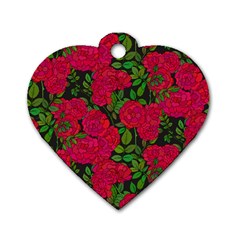 Seamless Pattern With Colorful Bush Roses Dog Tag Heart (two Sides) by BangZart