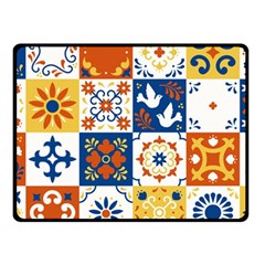 Mexican Talavera Pattern Ceramic Tiles With Flower Leaves Bird Ornaments Traditional Majolica Style Fleece Blanket (small) by BangZart