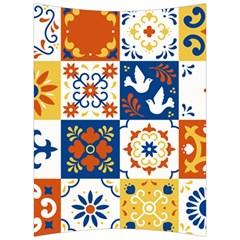 Mexican Talavera Pattern Ceramic Tiles With Flower Leaves Bird Ornaments Traditional Majolica Style Back Support Cushion