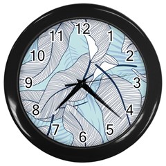 Tropical Flower Seamless Pattern Wall Clock (black)