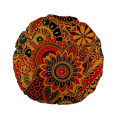 Bright Seamless Pattern With Paisley Elements Hand Drawn Wallpaper With Floral Traditional Standard 15  Premium Round Cushions