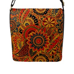 Bright Seamless Pattern With Paisley Elements Hand Drawn Wallpaper With Floral Traditional Flap Closure Messenger Bag (l)