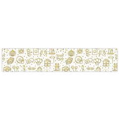 Birthday Party Seamless Pattern Gold Party Decor Elements Birthday Cake Gift Confetti Festive Event  Small Flano Scarf