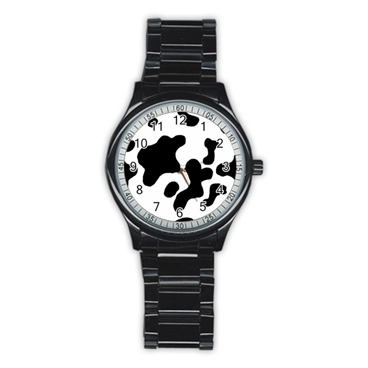 Cow Pattern Stainless Steel Round Watch