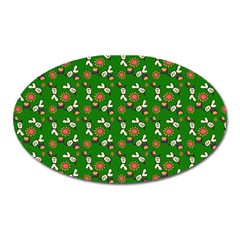 Clown Ghost Pattern Green Oval Magnet