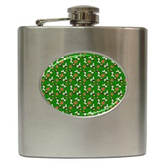 Clown Ghost Pattern Green Hip Flask (6 Oz) by snowwhitegirl