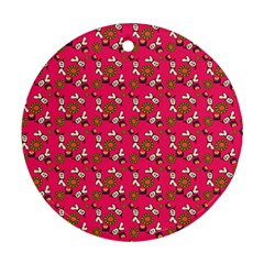 Clown Ghost Pattern Pink Round Ornament (two Sides) by snowwhitegirl
