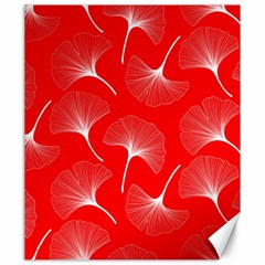 White Abstract Flowers On Red Canvas 20  X 24  by Dushan