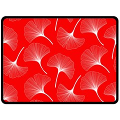 White Abstract Flowers On Red Fleece Blanket (large)  by Dushan