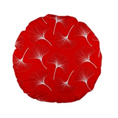 White Abstract Flowers On Red Standard 15  Premium Flano Round Cushions by Dushan